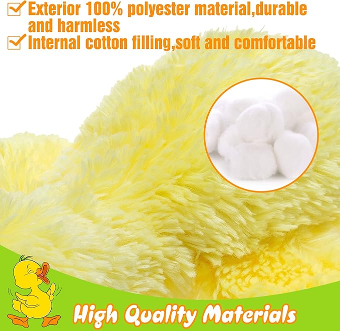 EXPAWLORER Plush Squeaky Duck Dog Toy - Soft Stuffed Cute Dog Duck Toy, Best Birthday Gift Interactive Filled Chew Toys for Puppy Small Medium Large Dogs Biting Training Teething, Yellow Large