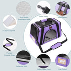 Cat Carrier Dog Carrier Pet Carriers for Medium Small Cats Dogs Puppies up to 15 Lbs,TSA Airline Approved Small Dog Cat Carriers Soft Sided,Collapsible Travel Puppy Carrier (Purple, Medium)