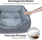 MIXJOY Dog Bed for Large Medium Small Dogs, Rectangle Washable Sleeping Orthopedic Pet Sofa Bed, Soft Calming Cat/Puppy Beds for Indoor Cats, Anti-Slip Bottom with Multiple Size (20'', Grey)