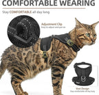 PUPTECK Cat Harness and Leash Set Escape Proof, Reflective Adjustable Soft Mesh Kitten Vest Harness for Walking Travel, Black, S