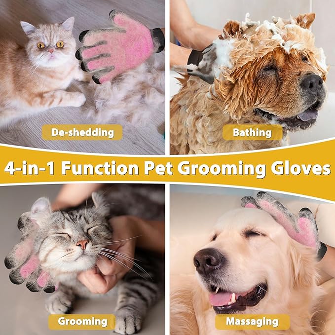 2-Pack Pet Hair Remover - Banana Cat Dog Hair Remover with Efficient Pet Grooming Gloves|Gentle Bathing Shedding Brush Dog Glove|Reusable Pet Hair Removal Tool for Carpet Couch Cat Fur & Lint
