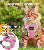 Halypet Cat Harness and Leash Set [ MAX Safety Third Generation ] Escape Proof Soft Adjustable Cat Leash Breathable Comfortable Vest Easy to Wear Kitten Harness for Outdoor Walking