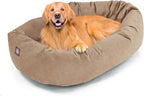 Majestic Pet 40 Inch Suede Shredded Memory Foam Mix Calming Large Dog Bed Washable 40 x 29 x 9 (Inch) - Cozy Soft Round Donut Dog Bed with Spine for Head Support - Pet Bed Stone