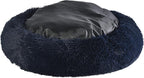 Max & Marlow Long Lush Faux-Fur, Anti-Anxiety Cuddler, Donut Dog & Cat Bed, Non Slip Bottom, Medium, Navy