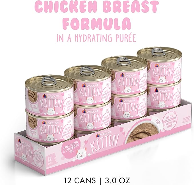 Weruva Kitten, Chicken Breast Formula in a Hydrating Purée, 3oz Can (Pack of 12)