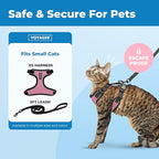 Voyager Escape-Proof Step-in Lock Cat Harness & 5ft Neoprene-Handle Leash Set All-Weather Mesh with Reflective Stitching for Small to Large Cats by Best Pet Supplies, Black Trim-Pink (327), XS