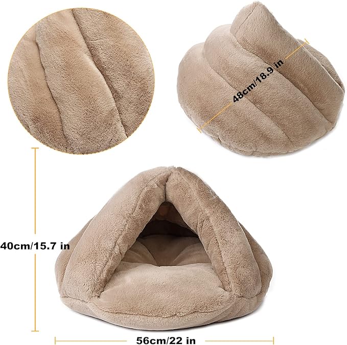 VeMee Cat Bed Cave Soft, Cat Cave Bed Warm, Covered Cat Bed Easy to Clean, Small Cat Bed, Cute Cat Bed Washable, Enclosed Cat Bed Fluffy for Small Cats, Dogs & Rabbits, Calming Cat Bed Plush