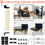 Cat Scratching Post Wall Mounted 2-in-1 Cage Mount Cat Scratcher 2 Pack Natural Sisal Kitty Scratch Posts for Indoor Kittens to Scratch and Climbing 15.7 x 2.7 inches (White)