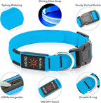Illumifun LED Dog Collar, USB Rechargeable Light Up Dog Collar, Adjustable Pet Safety Light Glow in The Dark (Blue, Medium)