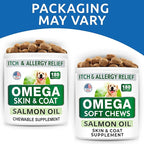 BARK&SPARK Omega 3 for Dogs - 180 Fish Oil Treats for Dog Shedding, Skin Allergy Chews, Itch Relief, Hot Spots Treatment - Joint Health - Skin and Coat Supplement - EPA & DHA Fatty Acids - Salmon Oil