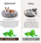 Donut Dog Bed Medium Size Dog, Round Cat Beds for Small Medium Dogs and Cats with Washable Fluffy Faux Fur, Cute Comfort Pet Bed with Anti-Slip Bottom, Grey, 30"