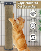 VCEPJH 2 Pcs Cat Scratching Post for Crate Cage Mounted Cat Scratcher Natural Sisal Scratch for Scratching and Climbing Furniture 15x2.7inches (Yellow)