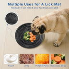 304 Stainless Steel Dog Bowls, Heavy Duty Dog Food Bowl with Extra Strong Non-Slip Mat, Thick Metal Base Water Bowl with Lick Mat for Small, Medium Dogs & Cats, Indoor/Outdoor (13.4 oz)