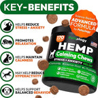 Hemp Calming Chews for Dogs - 170 Dog Calming Chews - Anxiety Relief Treats - Advanced Stress Relief, Separation Aid, Barking, Fireworks, Melatonin - Hip & Joint Supplement - Made in USA