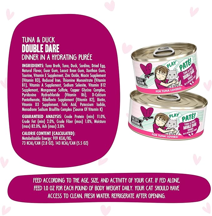 B.F.F. Play - Best Feline Friend Paté Lovers, Aw Yeah!, Tuna & Duck Double Dare with Tuna & Duck, 5.5oz Can (Pack of 8)