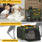 PAWZIDEA Pet Carrier with Wheels, 18x11x11 TSA Airline Approved Cat Carrier for 2 Cats Under Seat, Expandable Soft-Sided Dog Carrier for Small Dogs Rolling Travel Bag with Telescopic Handle, Foldable
