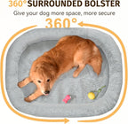 Orthopedic Waterproof Large Dog Bed: Memory Foam Washable Dog Bed with Bolsters - XL Removable Washable Cover for Medium Large Sized Pet - Non-Slip Bottom - Silver