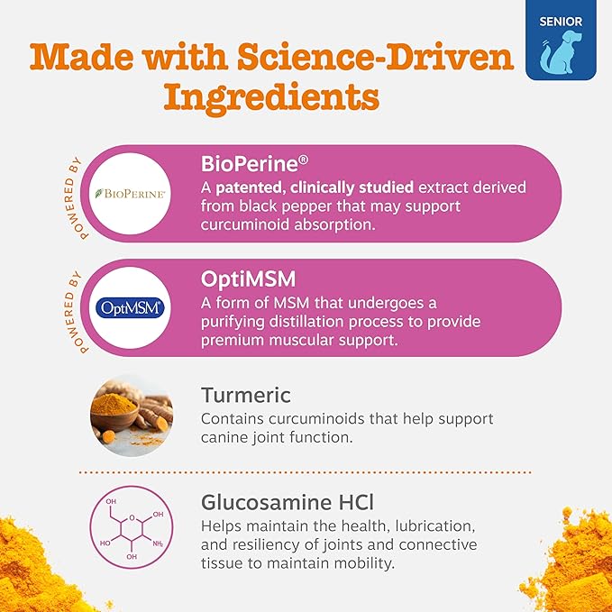 Zesty Paws Mobility Bites Joint Supplement for Dogs - Soft Chews with Glucosamine for Dogs, Chondroitin, & MSM + Vitamins C and E - Adv Chicken - 90 Count