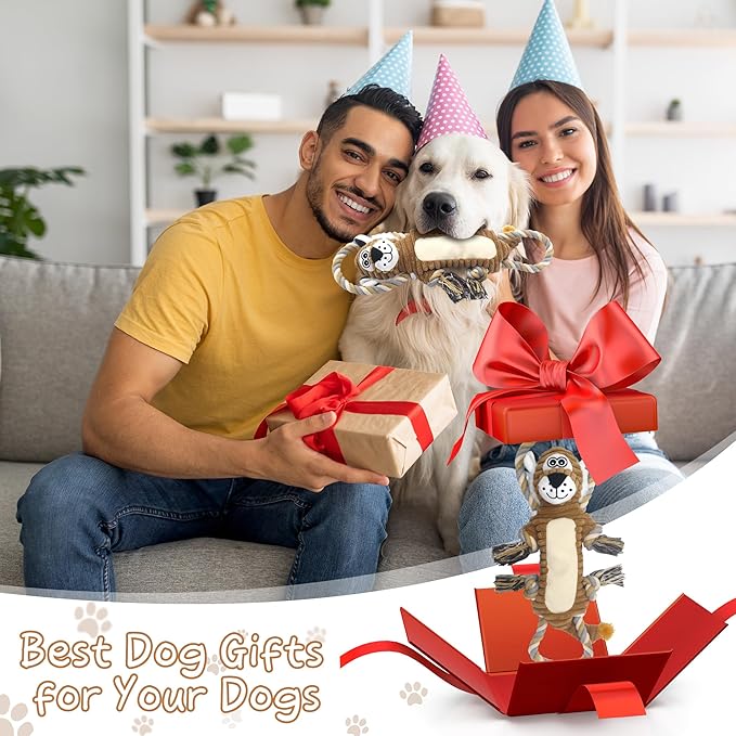 Squeaky Dog Toys, Interactive Tug of War Puppy Toys, Funny Plush Dog Chew Toys, Stuffed Dog Toys for Small,Medium and Large Dogs - Lion