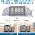 Large Cat Carrier for 2 Cats with Removable Soft Pad(43.3 x 17 x13Inches), Collapsible&Expandable Pet Carrier for Large Cats and Small Dogs 35 LBS,Breathable Mesh Top,Safety Harness
