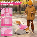 Pullover Dog Sweater,Half Chest Lapel Design Pet Sweaters for Dogs Boys or Girls,Pet Knitted Dog Clothes,Pet Clothing,Suitable for Various Sizes or Breeds Dogs Sweaters(Pink Group,3XL)