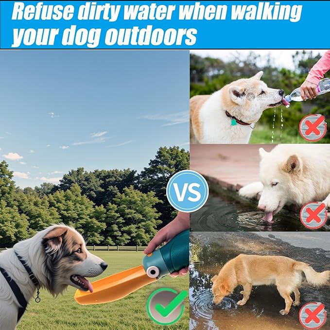 Dog Water Bottle for Walking, Portable Collapsible Dog Water Bottle, Cat Walking and Hiking Puppy Gift, Outdoor Pet Drinking Waters Bottles for Camping, Portable Pet Feeding Bowl, Give Toy Balls