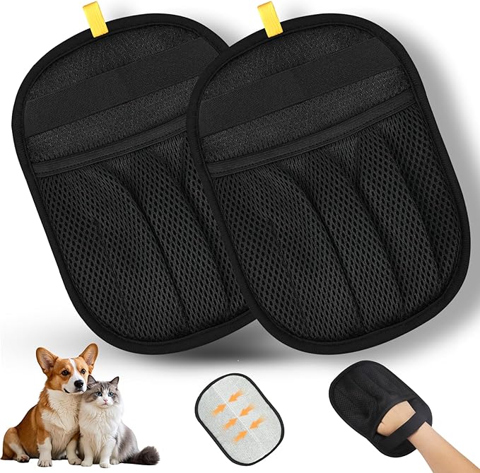 2PCS Upgraded 5-Finger Pet Hair Removal Glove for Cats & Dogs, Reusable Electrostatic Pet Hair Remover Gloves, Efficient Pet Grooming Gloves Brush Tool for Furniture, Clothing, Couch & Carpet