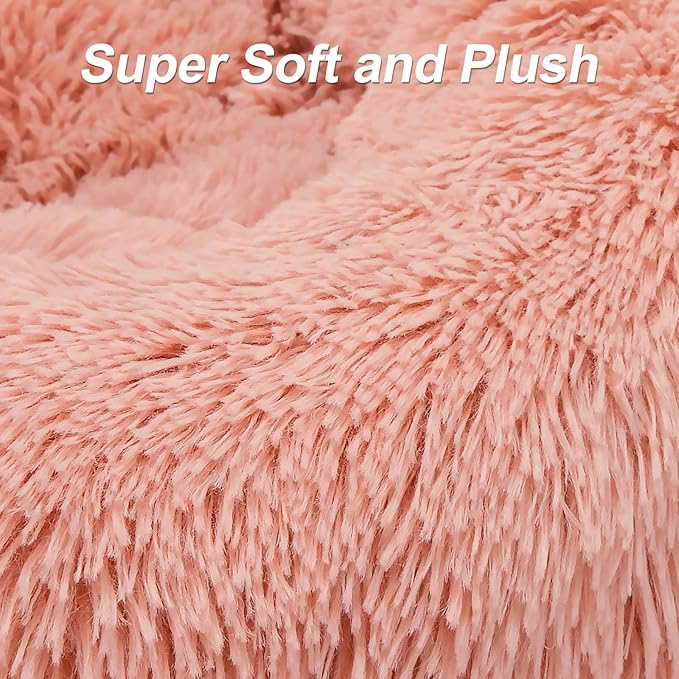 MIXJOY Orthopedic Dog Bed Comfortable Donut Cuddler Round Pet Beds Ultra Soft Washable Dog and Cat Cushion Bed (20''/23''/30'') (23'', Pink)