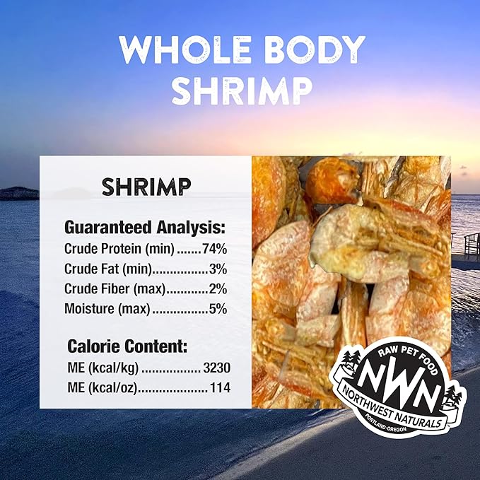 Northwest Naturals Raw Rewards Freeze-Dried Shrimp Treats for Dogs and Cats - Bite-Sized Pieces - Healthy, 1 Ingredient, Human Grade Ingredients, All Natural, Proudly Made in USA, 1 Oz (Pack of 3)