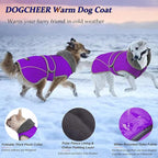 Dogcheer Dog Coat, Christmas Dog Jacket Waterproof Puppy Winter Coat for Cold Weather, Reflective Adjustable Pet Snow Jacket Warm Turtleneck Fleece Sweater for Small Medium Large Dogs - Purple, L
