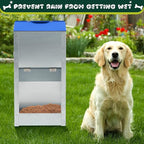 2 Pcs Large Automatic Dog Feeders with Handle Acrylic Panel Galvanized Gravity Feeder Outdoor Hanging for Doggie Breed Dog Food Dispenser Container (Blue,25 Lbs)