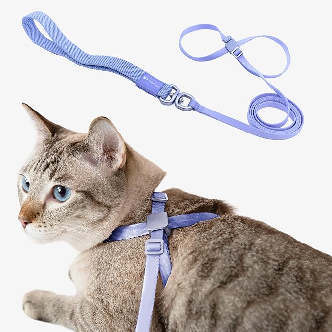 Cat Harness and Leash 2-in-1, Escape Proof Anti-Chocking Harness Adjustable Lighweight Leash for Walking Outoor Training for Kitten Small to Large Cats Puppy, US IDA Bronze Award (Blurple)