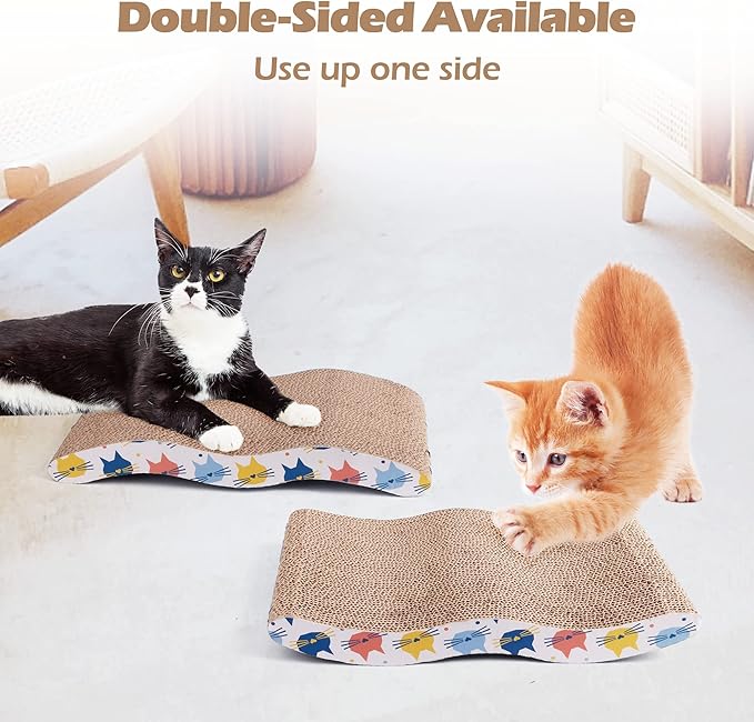 Pet Prime 3PCS Cat Scratcher Cardboard Board 3 Pack Cat Recycle Corrugated Scratching Pad Cat Scratching Lounge Sofa Bed Wave Shape Cat Scratch Pad with Catnip (3PCS)