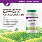 NaturVet VitaPet Senior Daily Vitamins Plus Glucosamine, Dog Multivitamin Supplement, Chewable Tablets, Time Release, Made in The USA with Globally Source Ingredients 180 Count