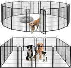 mestyl Dog Play Pen Indoors, Heavy Duty Metal Puppy Playpen, Portable Dog Exercise Pen Temporary Pet Fence with 2 Gate, 32" Height 16 Panels Foldable Dog Kennel for Large/Medium/Small Dogs