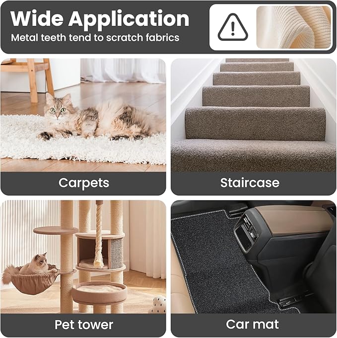 3 in 1 Carpet Rake for Pet Hair Removal, Tool Set of 3, 55” Long Handle Carpet Pet Hair Removal Carpet Scraper Dog Cat Hair Remover for Sofa, Couch, Car, Rug (Black)