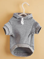 QWINEE Basic Dog Hoodie Sweatshirt Puppy Sweater Warm Cat Costumes Pet Clothes for Chihuahua Puppy Kitten Small Medium Dogs Light Grey Medium