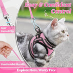 rabbitgoo Cat Harness and Leash Set for Walking Escape Proof, Adjustable Soft Kittens Vest with Reflective Strip for Cats, Comfortable Outdoor Vest, Pink, XL