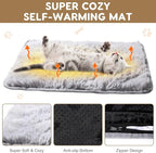 4 Pack Self Warming Cat Bed Pad Self Heating Cat Dog Mat with Fluffy Faux Fur Plush Cat Calming Bed Thermal Cat Mat Washable Pet Pad Anti Slip Bottom for Outdoor Indoor Pets(Gray,16" X 20")