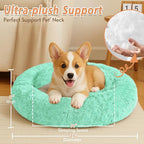 JOLLYVOGUE Calming Dog & Cat Bed for Small Dogs, Anti-Anxiety Donut Cuddler Cozy Soft Round Bed with Anti-Slip Bottom, Fluffy Faux Fur Plush Cushion Beds for Small Medium Pets (23")