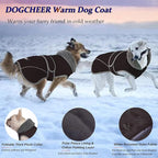 Dogcheer Dog Coat, Christmas Dog Jacket Waterproof Puppy Winter Coat for Cold Weather, Reflective Adjustable Pet Snow Jacket Warm Turtleneck Fleece Sweater for Small Medium Large Dogs - Black, L