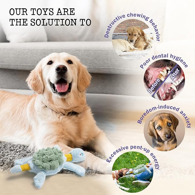 Turtle Squeaky Dog Toy - New 2025 Indestructible Tug of War Crinkle Dog Toy for Aggressive Chewers, Tough Large Breed Interactive Trianing Fun to Keep Them Busy