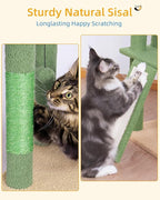 Cat Tree Floor to Ceiling with 18.9in Big Perch Bed and Condo for Large Adult Cats, 86in-108in Heavy Duty Cat Tower for Indoor Cat Pet, Cactus Green