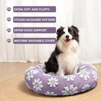 Donut Dog Beds for Small Dogs, Calming Round Cat Beds for Indoor Cats, Cute 3D Textured Flower Pet Bed with Removable Washable Cover and Anti-Slip Bottom（Purple，23"）