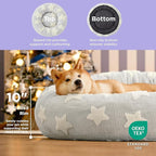 LE SURE Donut Large Dog Bed - Round Cat Beds for Indoor Cats Anti-Anxiety Calming Pet Beds, Washable Cute Modern Beds with Jacquard Shaggy Plush & Anti Slip Bottom, 36 Inch, Galaxy Grey