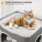 YIATHOME 3-Tier Cat House, Cat Beds for Indoor Cats, Modern Cat Condo with Highway Cave, Scratch & Itching Post, Climbing Stand, Cat Cube Playhouse for Multi Kittens, Grey