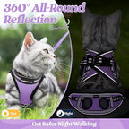 rabbitgoo Cat Harness and Leash Set for Walking Escape Proof, Adjustable Soft Kittens Vest with Reflective Strip for Cats, Comfortable Outdoor Vest, Light Purple, S