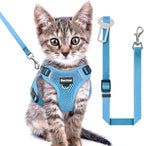 Kitten Harness and Leash Seat, The Upgrade Can be Adjusted in Four Directions and Breathable Cat Harness for Anti Escape That can be Fitted and Positioned, Reflective Strips Harness, Blue, XXS
