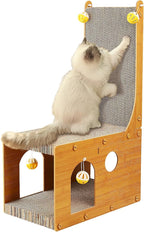 Cat Scratcher, Cat Scratching Board, L Shaped Vertical Cat Scratcher for Wall and Couch Protection, Cat Cardboard Scratcher with 4 Ball Toys for Indoor Cats
