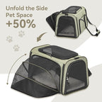 Petsfit Expandable Cat Carrier Dog Carrier,Airline Approved Soft-Sided Portable Pet Travel Washable Carrier for Kittens,Puppies,Removable Soft Plush mat and Pockets,Locking Safety Zippers
